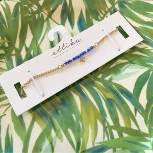 Ettika Starlight Beaded Hold Tone Choker Necklace NEW Blue Adjustable NWT